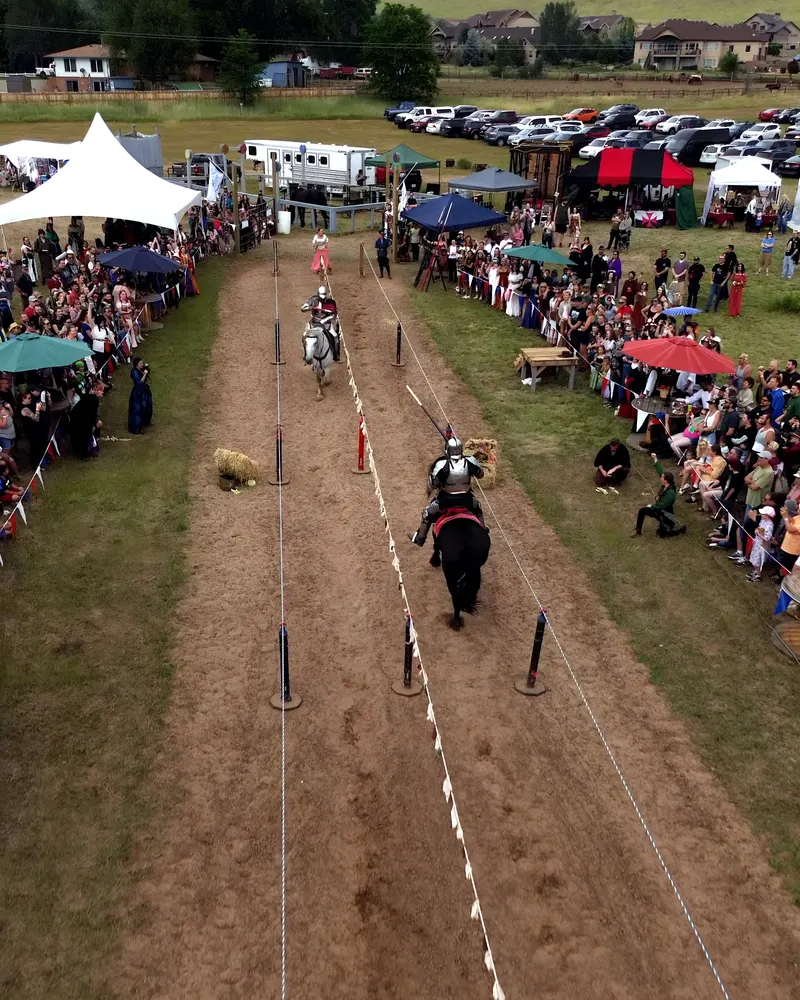 Two armored knights charging each other down the jousting lists — the Steel & Dust cover